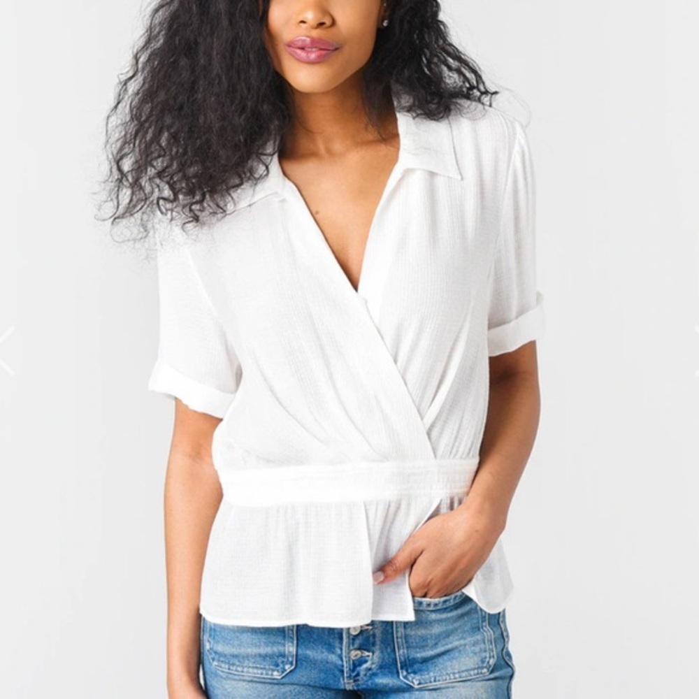 Brochu walker Olympia gauzy peplum top nwot - Picture 2 of 7